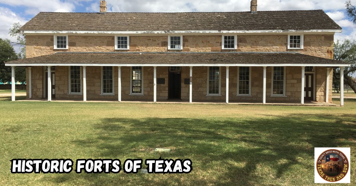 HIstoric Forts of Texas featured image showing the headquarters building of Fort Concho in San Angelo, Texas