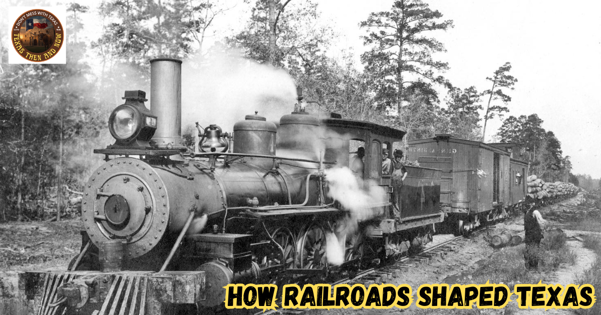 How Texas Railroads Shaped History featured image showing a steam engine from the Texas South-Eastern Railroad.