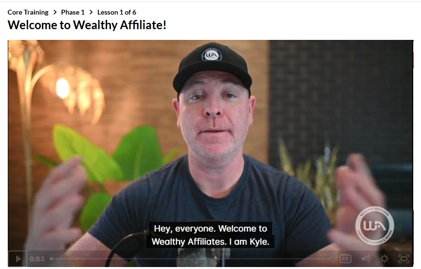 Welcome to Wealthy Affiliate Video screenshot of founder Kyle Loudon