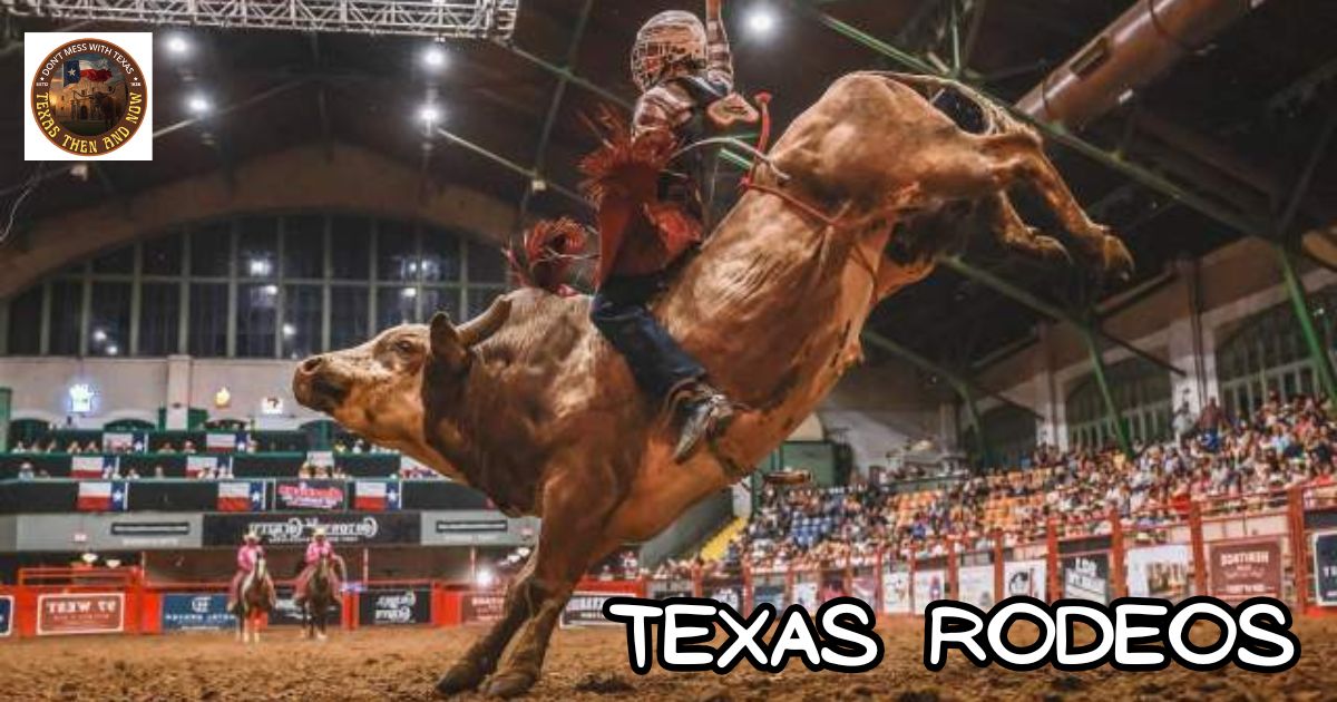 Texas Rodeo Events that Celebrate Cowboy Culture featured image of a Bullrider at a rodeo event.
